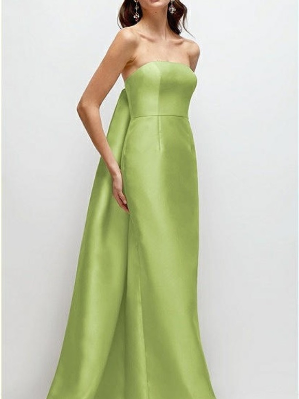 Dessy Collection Strapless Lime Green Satin Wedding Dress